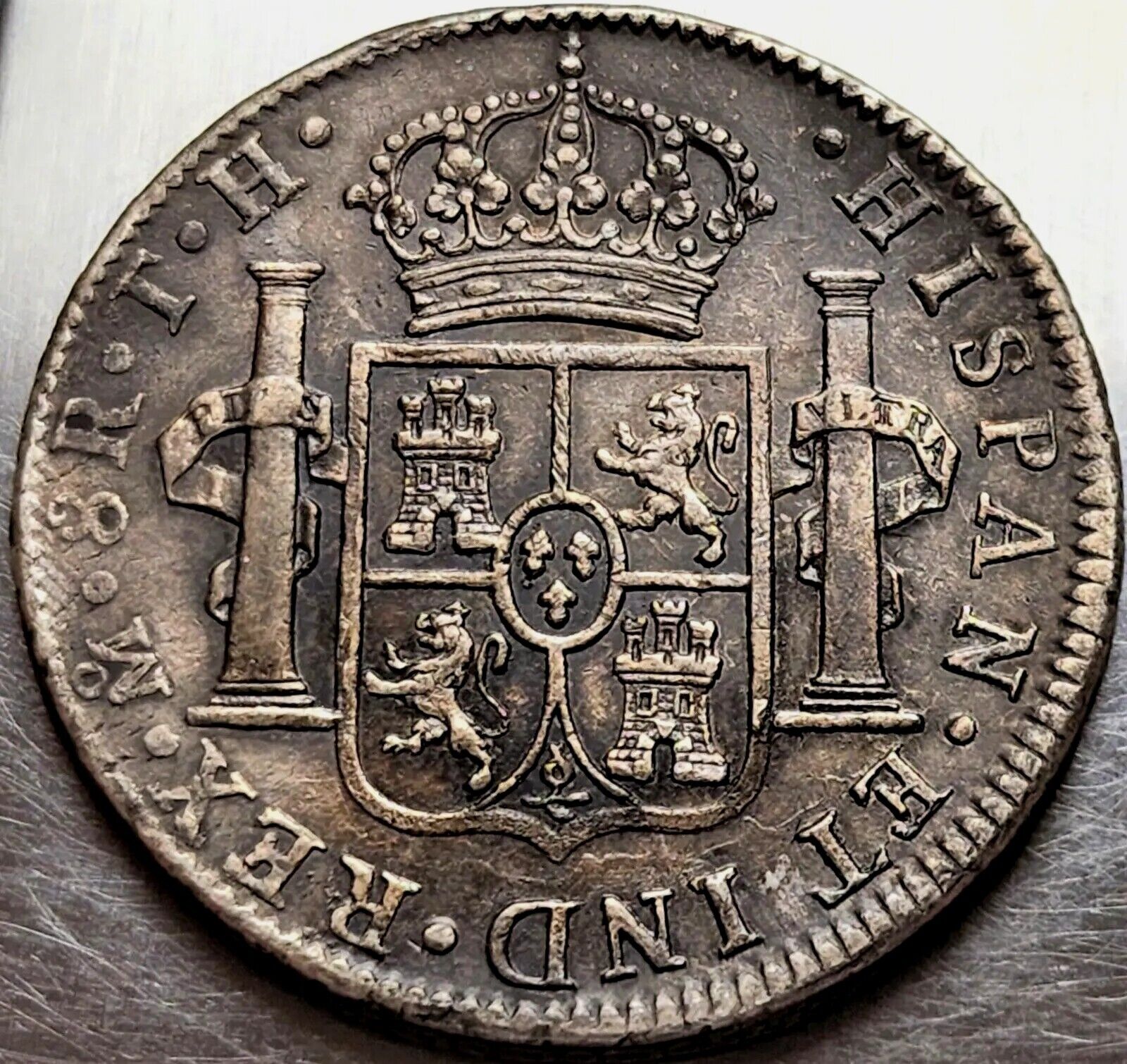 8 Reales 1808 Th Gratia Carlos Iv Hispan Mexico Colonial Double Stump Ultra Rare