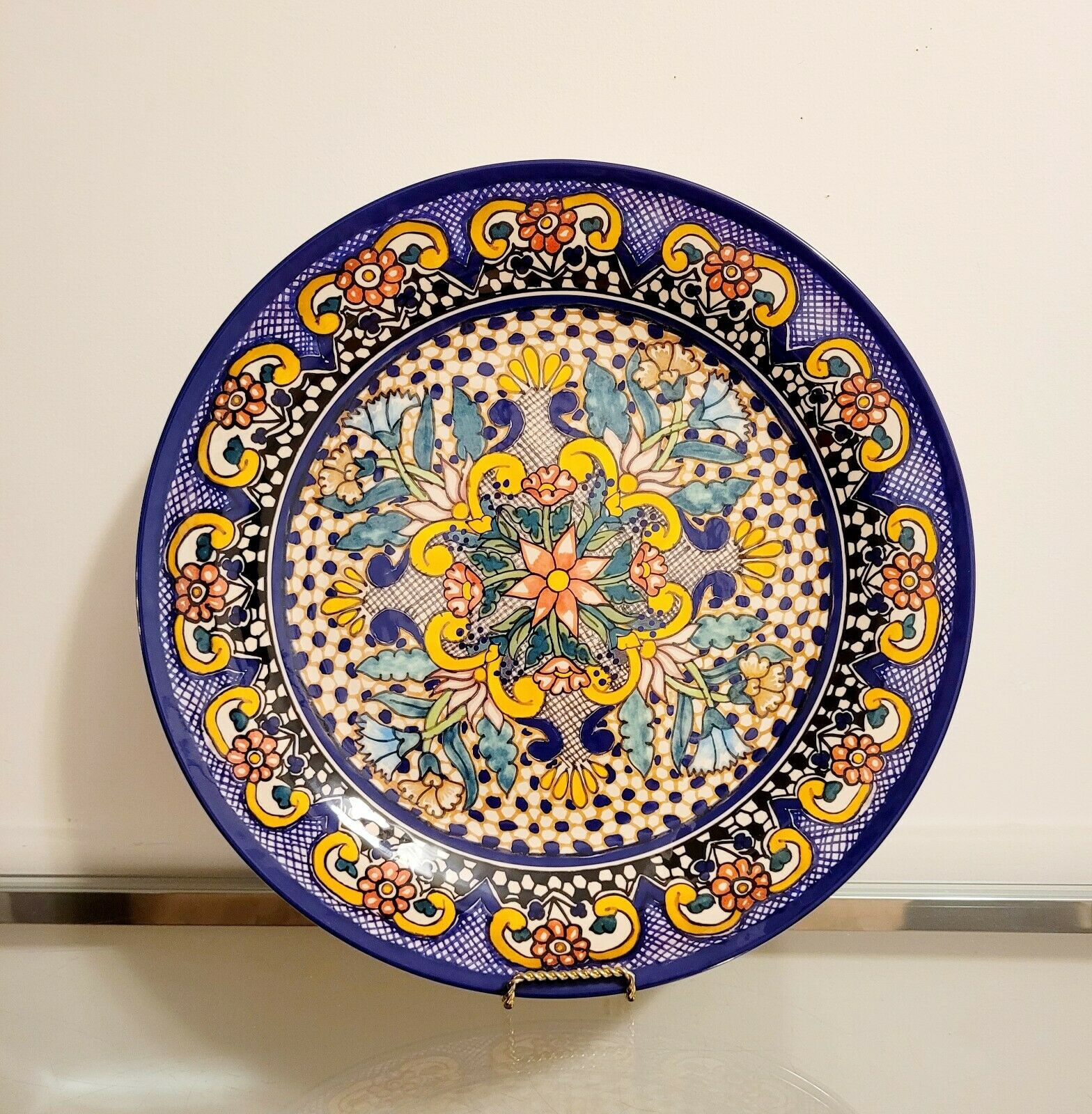 Pottery Barn Del Sol Melamine Extra Large Round Platter 15" New