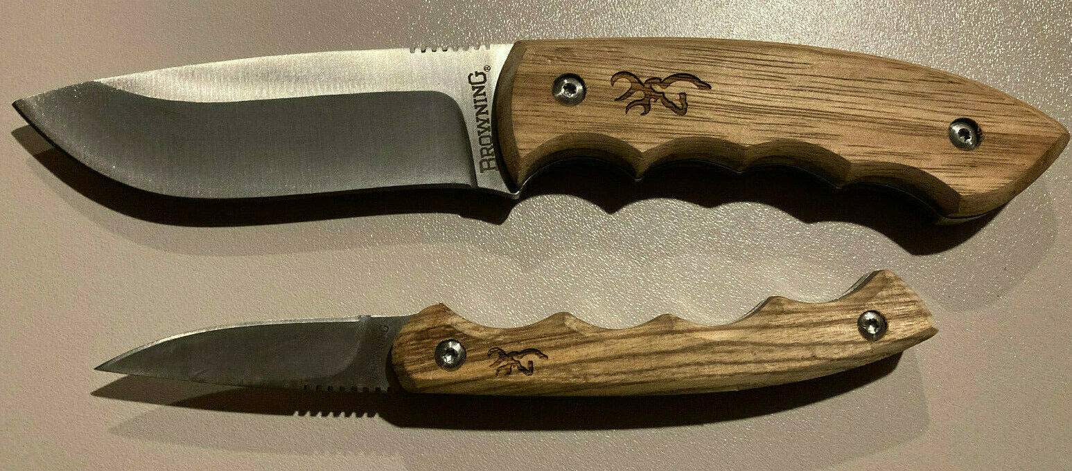 Browning Perfect Pair Fixed Blade Hunting Skinning Knife Set W/sheath (nib)