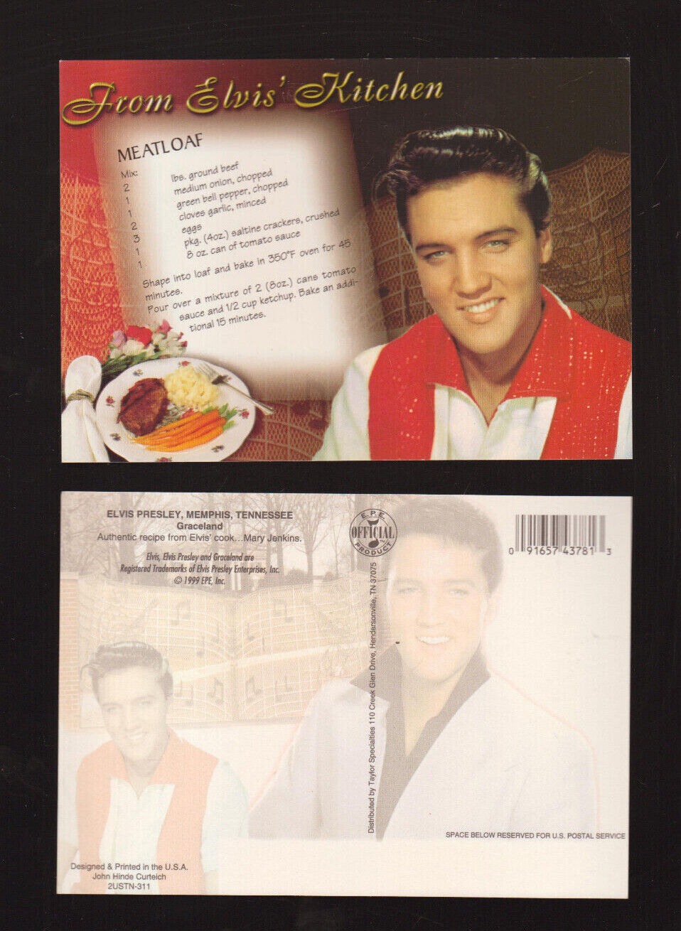 10 Lot Elvis Presley Postcards Meatloaf 1999 Epe
