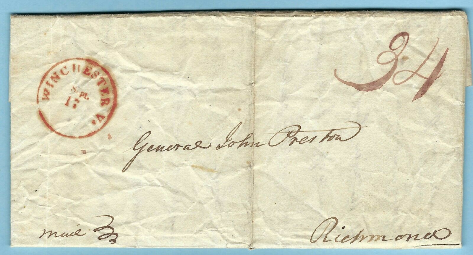 War Of 1812 Letter Lt. Col. James Preston, Sep. 15, 1812