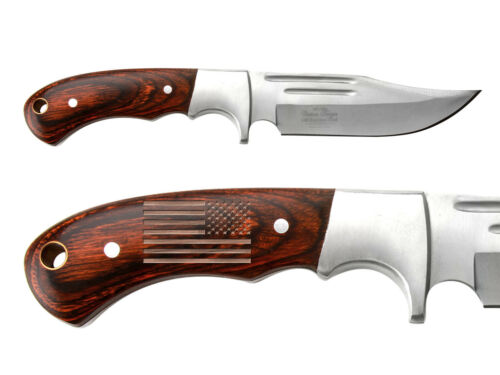 Elk Ridge Knife Hunting Fixed Blade Full Tang Wood Er-052 Us Battle Flag