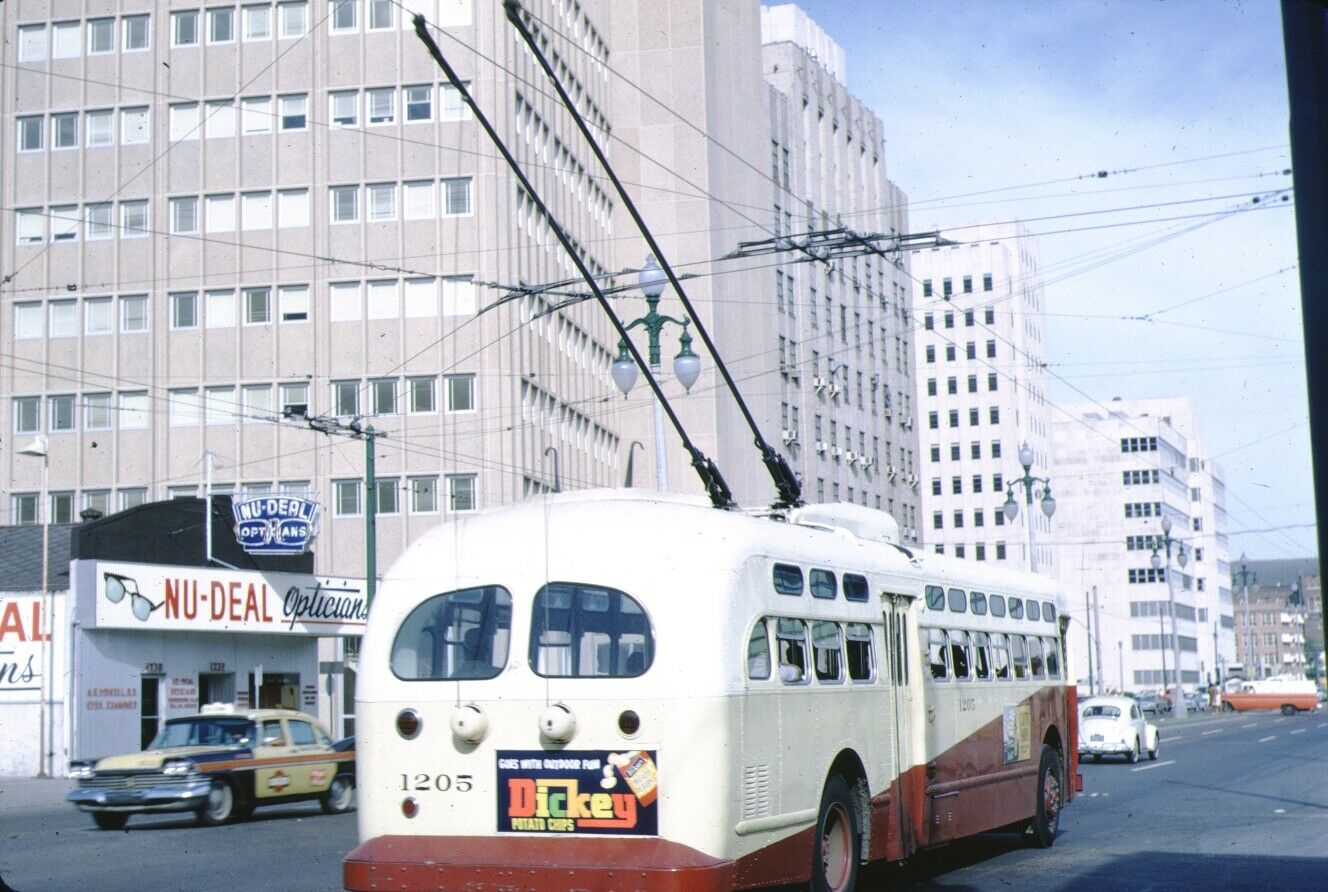 New Orleans Public Service Cincinnati Trolleybus Kodachrome Original Kodak Slide