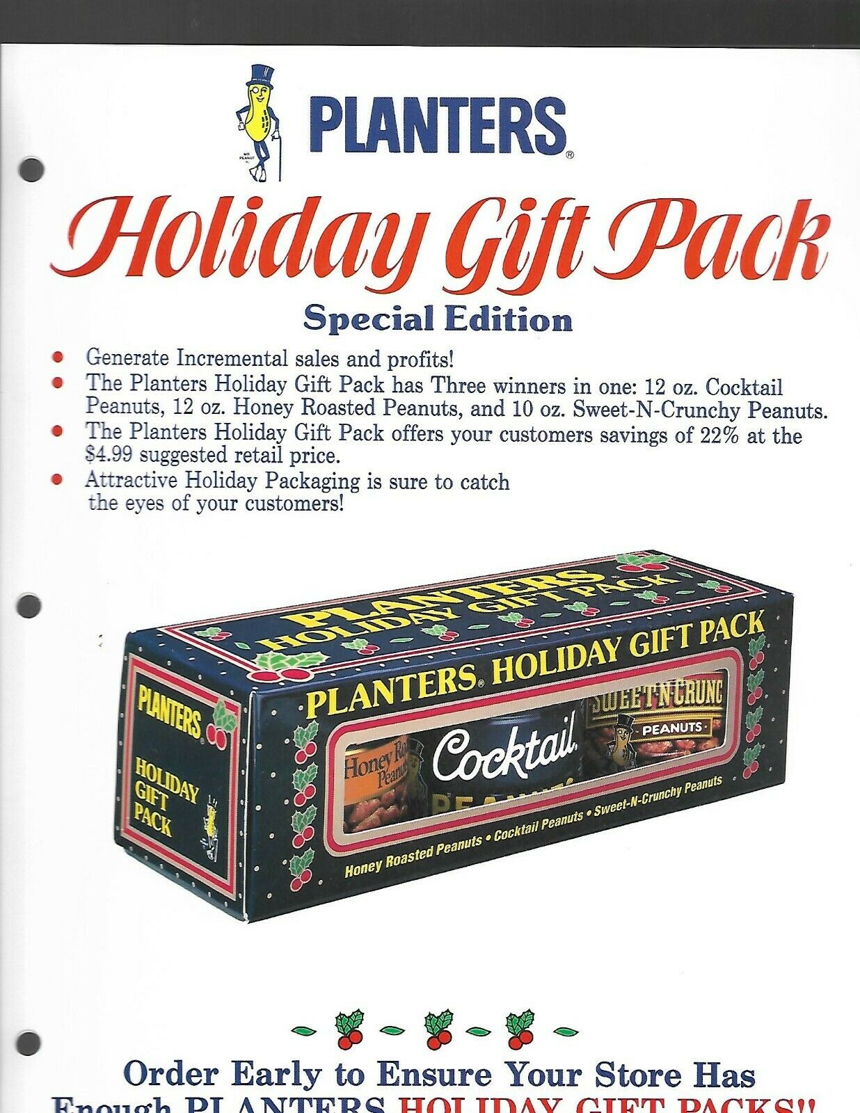 Planters Peanut Promotion Page Holiday Gift Pack Special Edition -2 Sided#23