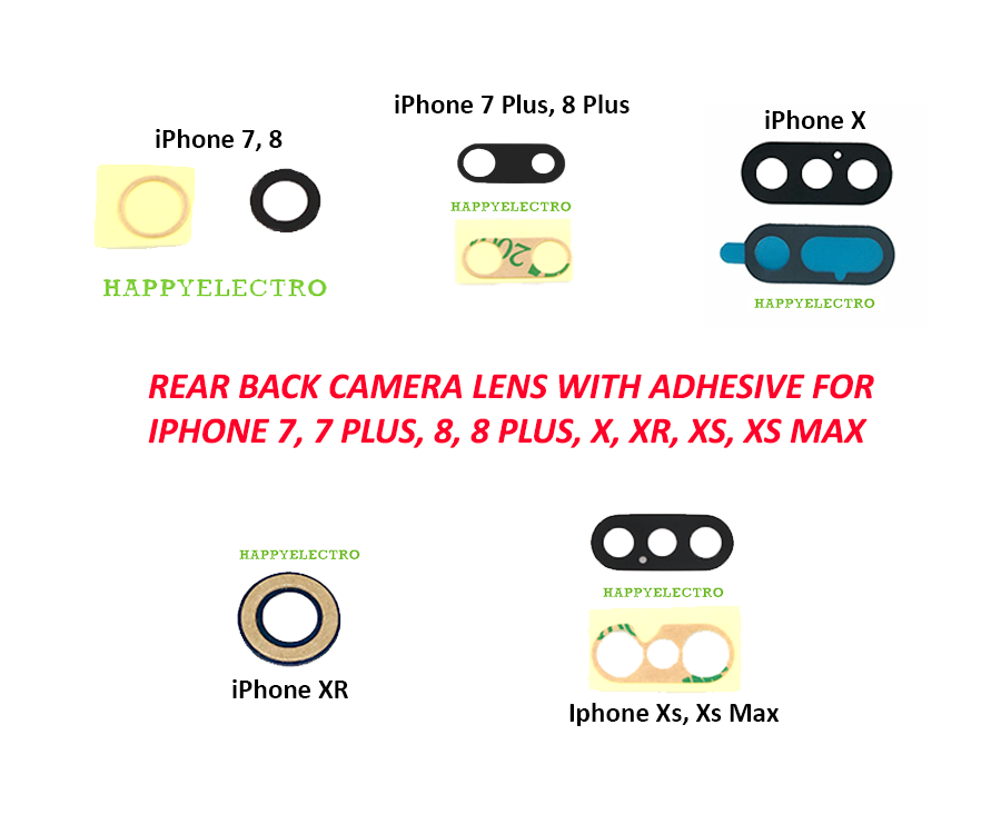 Lot Rear Back Glass Camera Lens With Adhesive For Iphone Xs Max Xr X 7 8 Plus