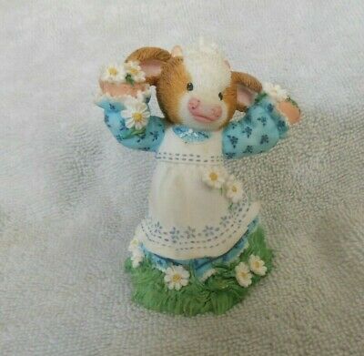 Mary's Moo Moos Cow Figurine Rejoice Cow W/ Flowers In Arms 468886