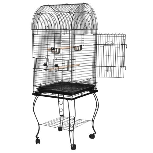 63'' Rolling Bird Cage Powder Coated Budgie Conure Lovebird Pet W/stand&wheels