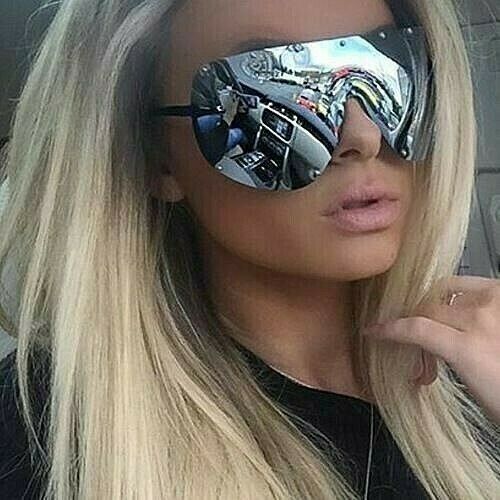"full Mask" Shield Mirror Polarized Lens Women Sunglasses Gafas Owen Rimless