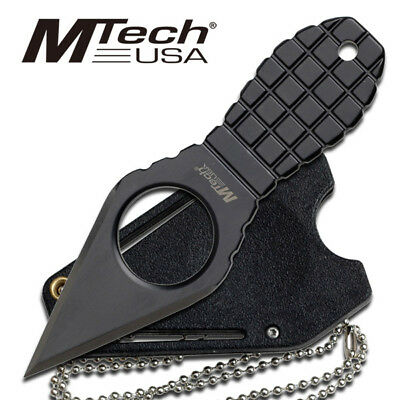 Fixed-blade Neck Knife | Mtech Black 4.25" Double Edge Tactical Self Defense