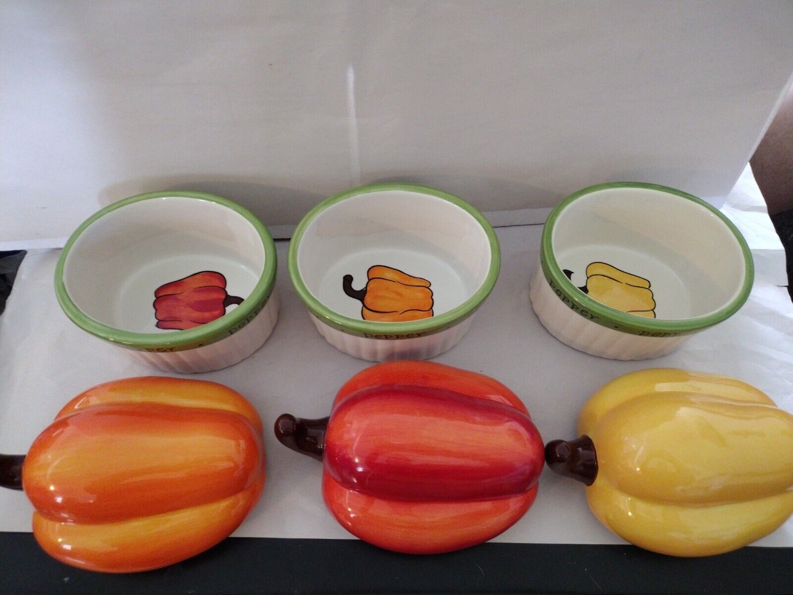 Pepper Casserole Dishes  3 Judy Phipps Ceramic By Certified International
