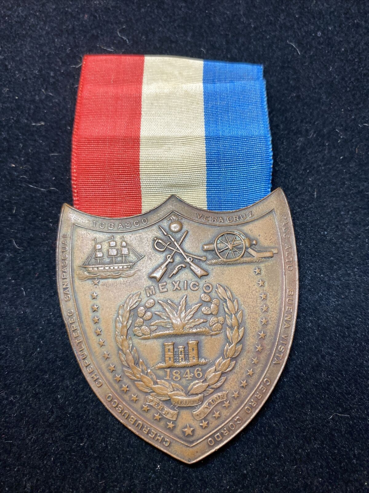 Rare Military 1846 Mexico Medal W Inscription On The Back.