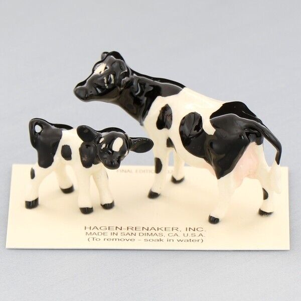 Hagen-renaker Miniature Ceramic Figurine Holstein Cow & Calf Final Edition