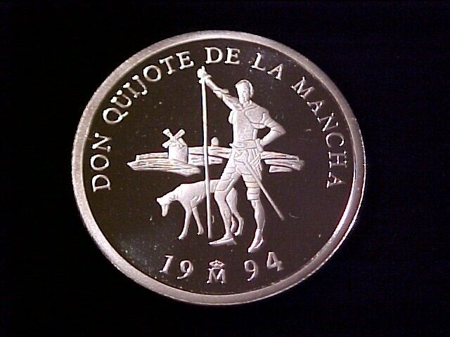 Spain 1 Ecu Silver Proof 1994 Don Quijote De La Mancha