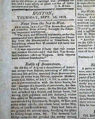 Battle Of Brownstown & Surrender Of Detroit William Hull War Of 1812 Newspaper