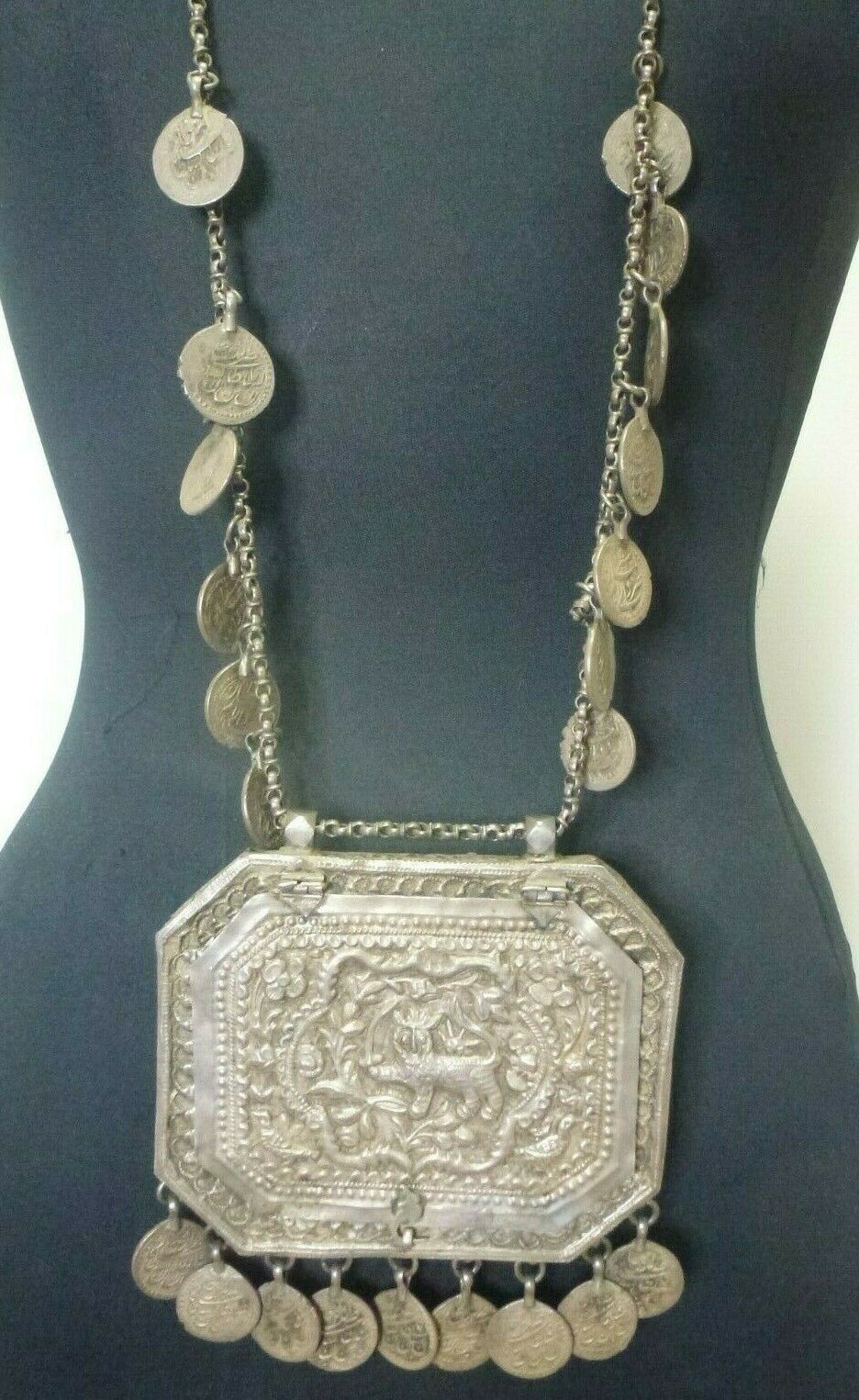 Islamic Antique Large Silver Prayer Quran Amulet Holder Persian Empire Ca 1890