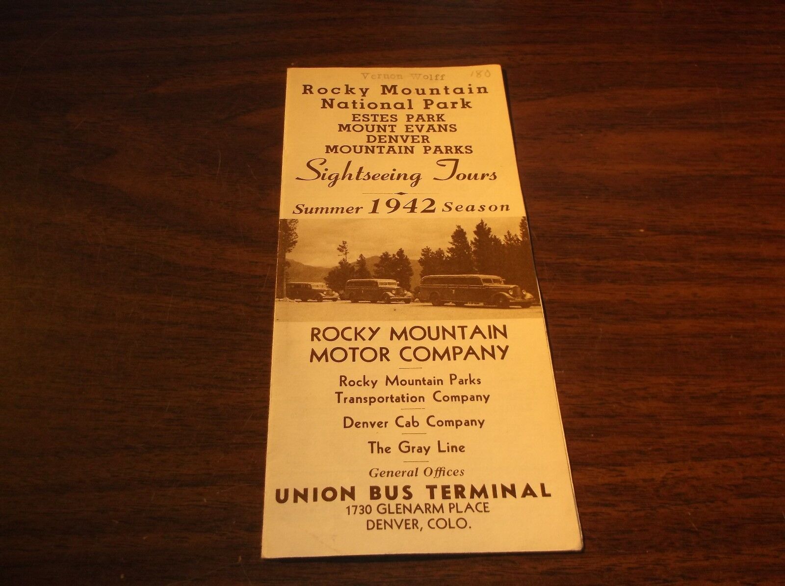 1942 Rocky Mountain Motor Company Sightseeing Tours Brochure