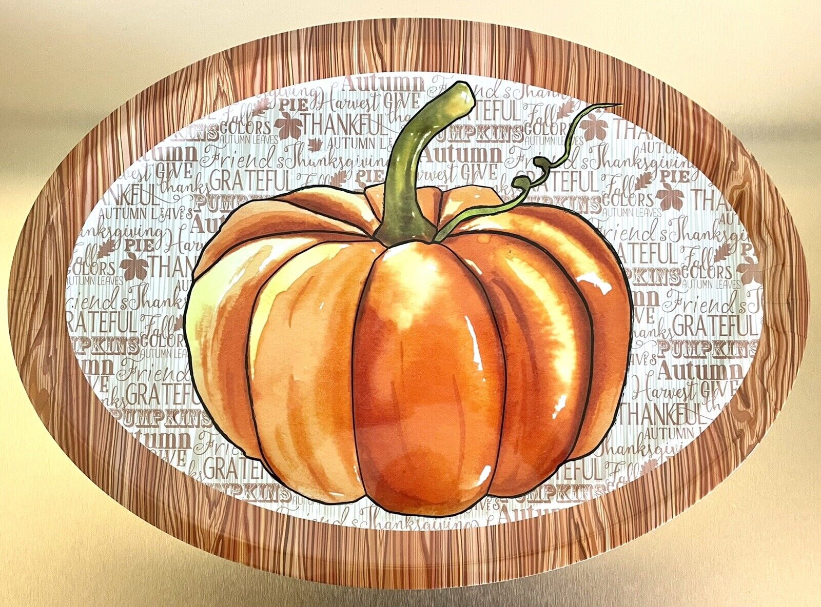 Autumn Pumpkin Platter Large Plastic 18”x13"