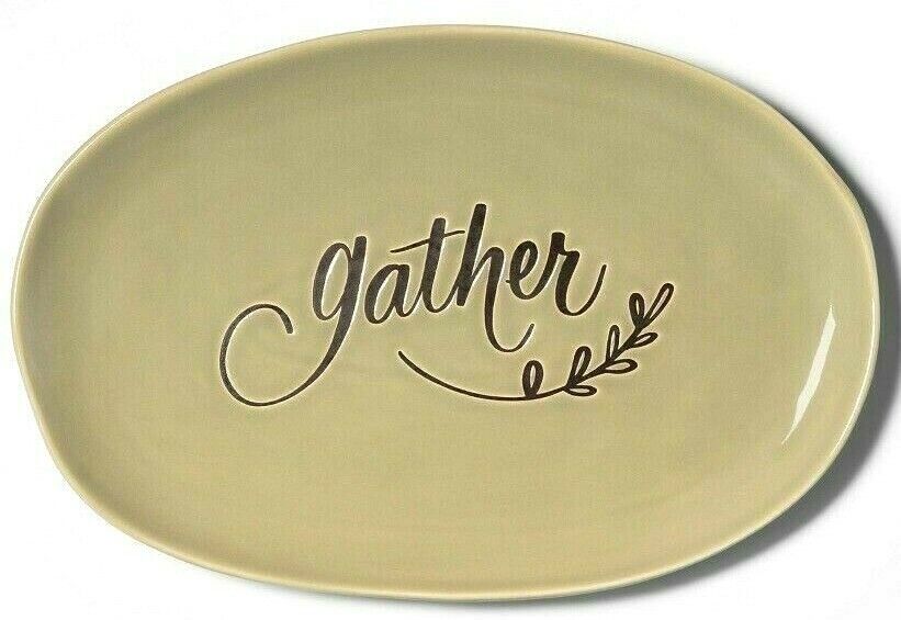 Gather Large Oval Serving Platter 16" X 10" Stoneware Thanksgiving Holiday