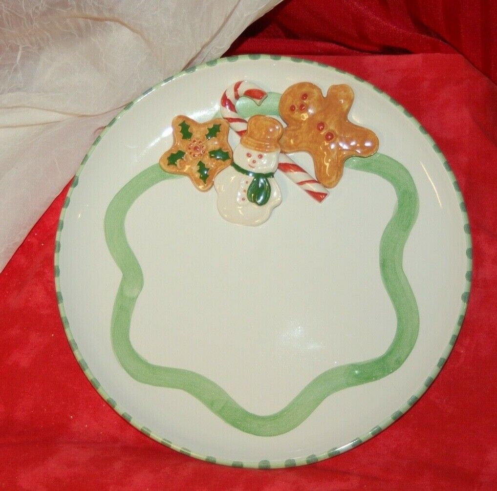 Briggs Pottery 11 3/4" Round 3d Cookie Plate Tray Platter
