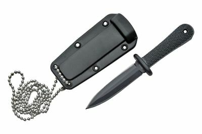 Fixed-blade Neck Knife | Mini Black 5.5" Double Edge Tactical Concealed Dagger