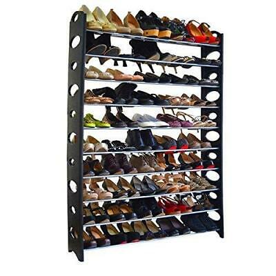 Shoe Rack 10 Tier 50 Pair Shelf Closet Organizer Storage Free Standing Home